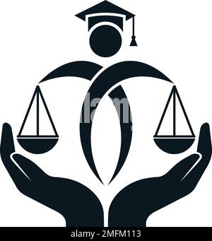 Law and justice logo design vector icon. Stock Vector