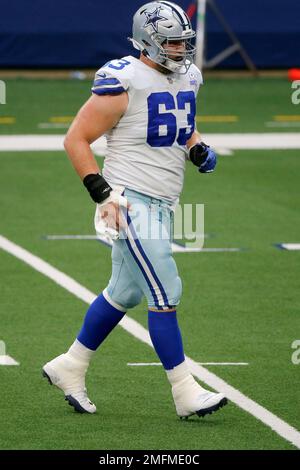 Dallas Cowboys offensive lineman, center Tyler Biadasz (63) lines up for  the snap during a Thanksgiving day NFL football game against the Las Vegas  Raiders, Thursday, Nov. 25, 2021, in Arlington, Texas. (