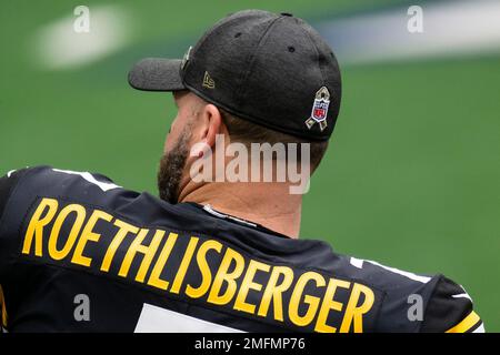 Pittsburgh Steelers quarterback Ben Roethlisberger (7) wears a Salute to  Service hat before an NFL football game against the Dallas Cowboys, Sunday,  Nov. 8, 2020, in Arlington, Texas. Pittsburgh won 24-19. (AP