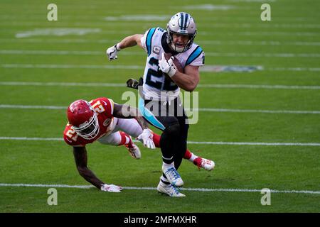 Kansas City Chiefs cornerback Bashaud Breeland (21) loses his helmet while  tackling Las Vegas Raiders fullback Alec Ingold (45) during an NFL football  game, Sunday, Oct. 11, 2020, in Kansas City, Mo. (