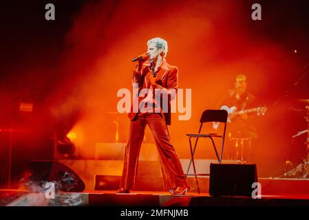 Teatro Arcimboldi, Milan, Italy, January 24, 2023, Achille Lauro on stage  during  Achille Lauro - Unplugged live in theatre - Italian singer Music Co Stock Photo