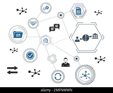 Concept of b2g with connected icons Stock Photo