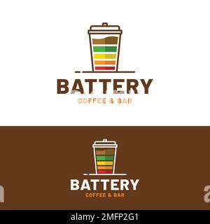 Coffee Battery Paper Cup Logo Design Template. Suitable for Coffee Mocha Beverage Drink Cafe Cafetaria Shop Restaurant Bar Company Business Brand Stock Vector