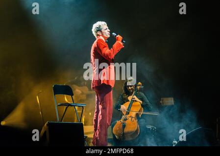 Achille Lauro on stage  during  Achille Lauro, Italian singer Music Concert in Milano, Italy, January 24 2023 Stock Photo