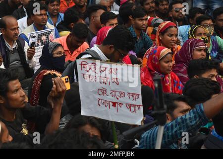 Kolkata, India. 25th Jan, 2023. ISF (Indian Secular Front) party members protesting the arrest of their leader Nawsad Siddique (Furfura Sharif Peerzada/ISF MLA). (Photo by Sudipta Das/Pacific Press) Credit: Pacific Press Media Production Corp./Alamy Live News Stock Photo