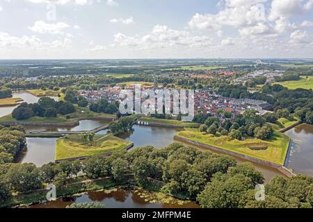 Aerial from the city Naarden in the Netherlands Stock Photo