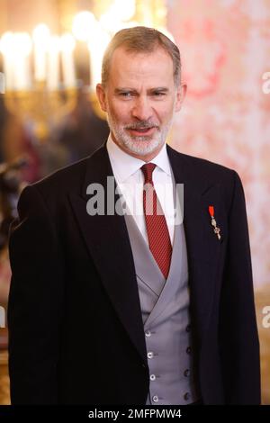 Madrid, Spain. 25th Jan, 2023. King Felipe VI of Spain receives the Diplomatic Corps at the Royal Palace in Madrid. (Photo by Atilano Garcia/SOPA Images/Sipa USA) Credit: Sipa USA/Alamy Live News Stock Photo