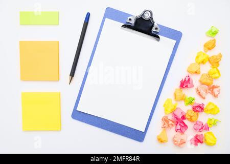 Paper Wraps Placed Around Important Information. Crumpled Memos With Data. Stock Photo