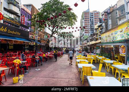 Kuala Lumpur, Malaysia - December 2022:  Jalan Alor street with restaurants and tourist near Bukit Bintang in Kuala Lumpur. Jalan Alor Stock Photo