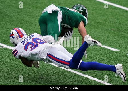 Buffalo Bills cornerback Dane Jackson lines up during the first half of a  preseason NFL football game against the Denver Broncos in Orchard Park,  N.Y., Saturday, Aug. 20, 2022. (AP Photo/Adrian Kraus