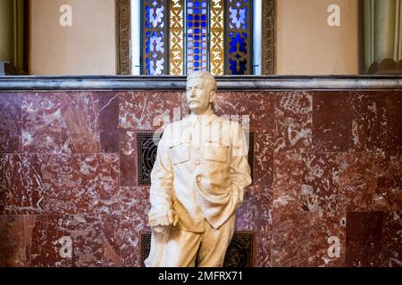 Gori, Georgia - September 2022: Stalin statue at Stalin Museum and his birthplace in Gori, Georgia. Gori is birth town of Joseph Stalin. Stock Photo