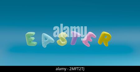 Happy Easter background with balloon letters, 3D work and 3D image. copy space Stock Photo