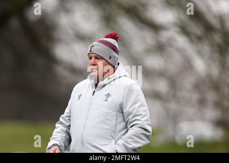Cardiff, UK. 25th Jan, 2023. Warren Gatland, the head coach of Wales rugby team arrives at the Wales rugby training session, Vale of Glamorgan on Wednesday 25th January 2023. The team are preparing for this years Guinness Six nations championship . pic by Andrew Orchard/Andrew Orchard sports photography/ Alamy Live News Credit: Andrew Orchard sports photography/Alamy Live News Stock Photo