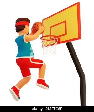 Cartoon 3d basketball player throws the ball Stock Photo