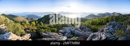 Volcanic peninsula Methana, view over the sea and landscape with ...
