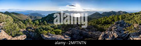 Volcanic peninsula Methana, view over the sea and landscape with ...