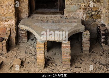 Thermal complex, 3rd, 4th century luxury Roman villa, Villa Romana del Casale, Piazza Armerina, Sicily, Piazza Armerina, Sicily, Italy Stock Photo