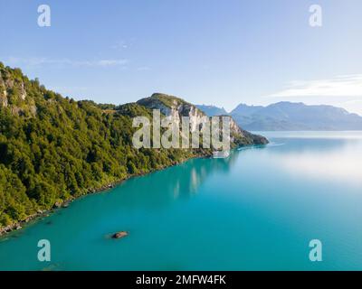 Aerial view of the picturesque Marble Caves near Puerto Rio Tranquilo - Lago General Carrera, Chile Stock Photo