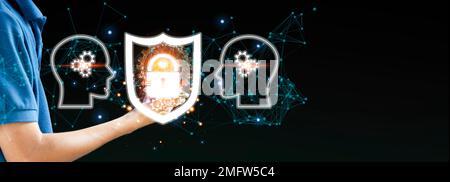 The concept of using artificial intelligence to control the security of data Stock Photo