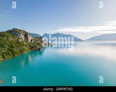 Aerial view of the picturesque Marble Caves near Puerto Rio Tranquilo - Lago General Carrera, Chile Stock Photo