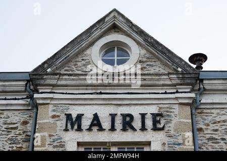 city hall facade with mairie means in french town hall in correze in France Stock Photo