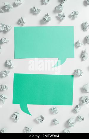 Paper Wraps Placed Around Important Information. Wrinkled Notes Arranged In Circle With Crutial Announcement Inside. Crumpled Memos With Critical Data Stock Photo