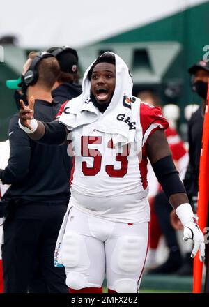 Arizona Cardinals center Lamont Gaillard (53) smiles on the field prior to  an NFL football game