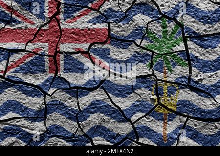 British Indian Ocean Territory flag on a mud texture of dry crack on the ground Stock Photo