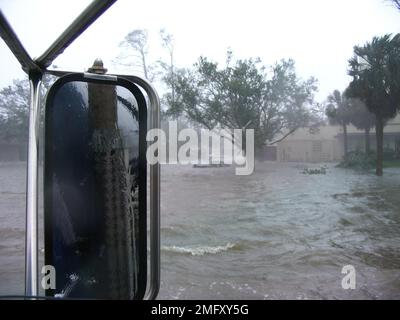 Aftermath - Keesler Damage - 26-HK-288-4. Hurricane Katrina Flooded Car. Hurricane Katrina Stock Photo