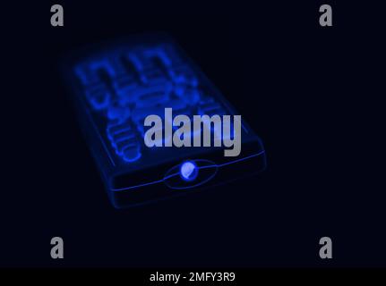 the remote control, isolated on deep blue Stock Photo