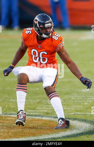 Chicago Bears tight end Demetrius Harris (86) lines up against the Atlanta  Falcons during the first half of an NFL football game, Sunday, Sept. 27,  2020, in Atlanta. The Chicago Bears won