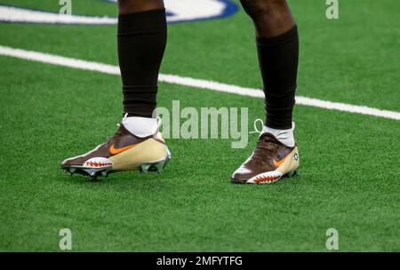 Wide receiver (81) Simi Fehoko of the Dallas Cowboys warms up before  playing against the Los Angeles Rams in an NFL football game, Sunday, Oct.  9, 2022, in Inglewood, Calif. Cowboys won