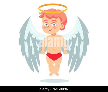 boy character with wings. a little angel. flat vector illustration. Stock Vector