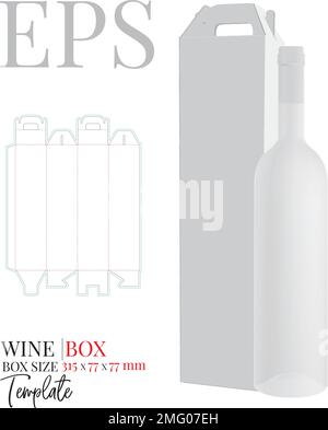 Wine box die cut template, vector. White, clear, blank, isolated bottle box mock up on white background with perspective presentation. Packaging desig Stock Vector
