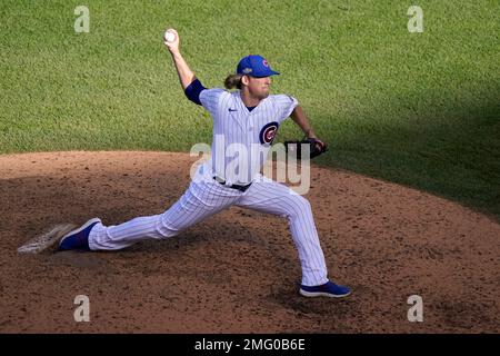 Chicago Cubs relief pitcher Dan Winkler (43) throws against the Milwaukee  Brewers in a baseball game, Tuesday, April 6, 2021, in Chicago. (AP  Photo/David Banks Stock Photo - Alamy