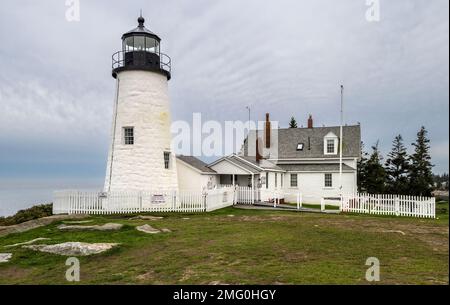 Pemaquid Point Lighthouse was commissioned by President John Quincy Adams in 1827 in Bristol Maine Stock Photo