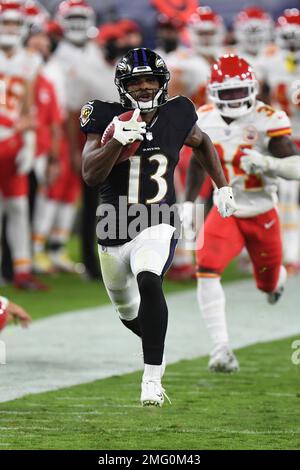 Baltimore Ravens wide receiver Devin Duvernay scores a touchdown