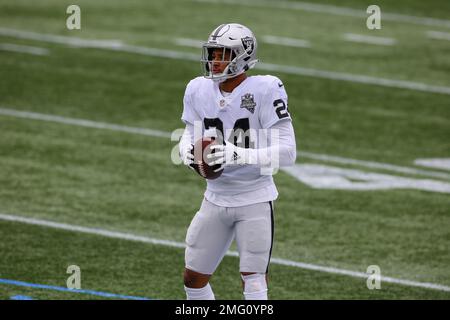 Las Vegas Raiders strong safety Johnathan Abram (24) sprints out