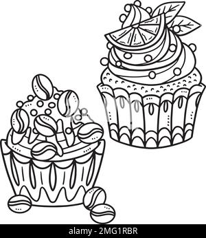 Cupcakes Isolated Coloring Page for Kids Stock Vector Image & Art - Alamy