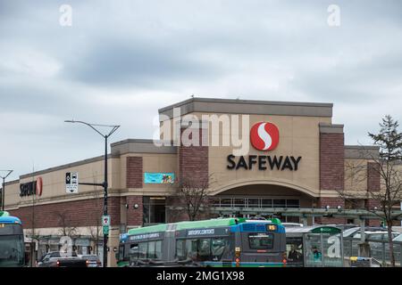 Vancouver, CANADA - Jan 15 2023 : The storefront of Safeway. Canada Safeway is a Canadian supermarket chain mostly operating in the western provinces Stock Photo