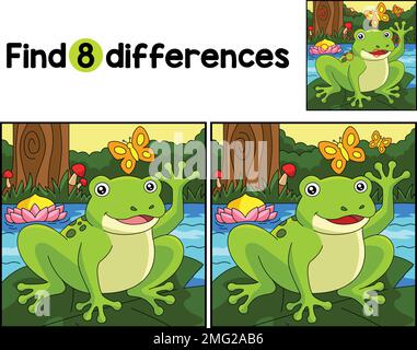 Frog Farm Find The Differences Stock Vector