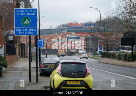 Sheffield Clean Air Zone comes into force on 27th February 2023 Stock Photo