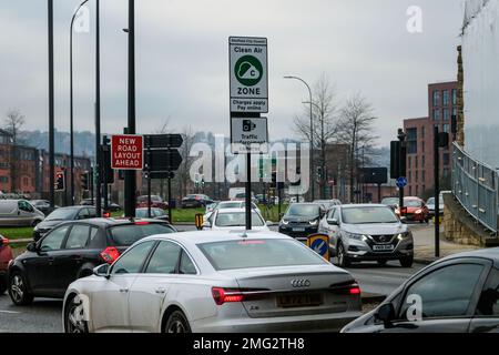 Sheffield Clean Air Zone comes into force on 27th February 2023 Stock Photo