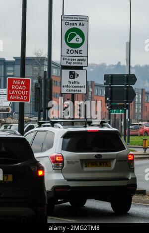 Sheffield Clean Air Zone comes into force on 27th February 2023 Stock Photo