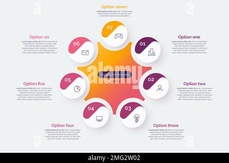 Seven option circle infographic diagram. Vector illustration Stock Vector