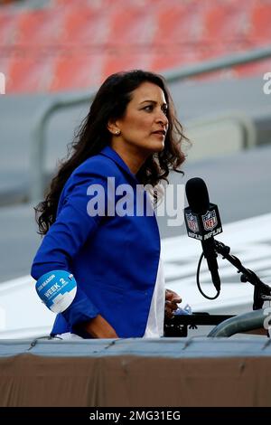 Aditi Kinkhabwala of the NFL Network during pre-game warmups before the ...