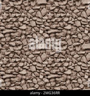 Surface of brown small rubble, stone texture. 3D rendering. Seamless background Stock Photo