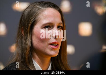 Antwerp, Belgium. 25th Jan, 2023. Lenie Onzia pictured during the 69 th men edition of the Goldens Shoe Award ceremony and the 7 th Women's edition. The Golden Shoe, Gouden Schoen, Soulier dOr is an award for the best soccer player of the Belgian Jupiler Pro League championship during the year 2022. The female award is for the best Belgian female player of 2022. On Wednesday 25 January 2023 in Antwerp, BELGIUM . PHOTO SPORTPIX | Credit: David Catry/Alamy Live News Stock Photo