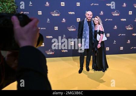 Antwerp, Belgium. 25th Jan, 2023. Union's Teddy Teuma pictured during the 69 th men edition of the Goldens Shoe Award ceremony and the 7 th Women's edition. The Golden Shoe, Gouden Schoen, Soulier dOr is an award for the best soccer player of the Belgian Jupiler Pro League championship during the year 2022. The female award is for the best Belgian female player of 2022. On Wednesday 25 January 2023 in Antwerp, BELGIUM . PHOTO SPORTPIX | Credit: David Catry/Alamy Live News Stock Photo