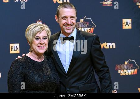 Antwerp, Belgium. 25th Jan, 2023. Timmy Simons pictured during the 69 th men edition of the Goldens Shoe Award ceremony and the 7 th Women's edition. The Golden Shoe, Gouden Schoen, Soulier dOr is an award for the best soccer player of the Belgian Jupiler Pro League championship during the year 2022. The female award is for the best Belgian female player of 2022. On Wednesday 25 January 2023 in Antwerp, BELGIUM . PHOTO SPORTPIX | Credit: David Catry/Alamy Live News Stock Photo